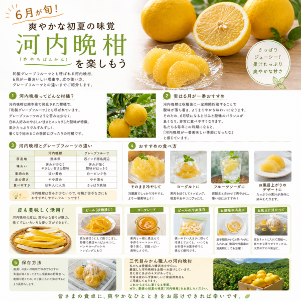 河内晩柑とは？和製グレープフルーツと呼ばれる理由と美味しい食べ方をご紹介
